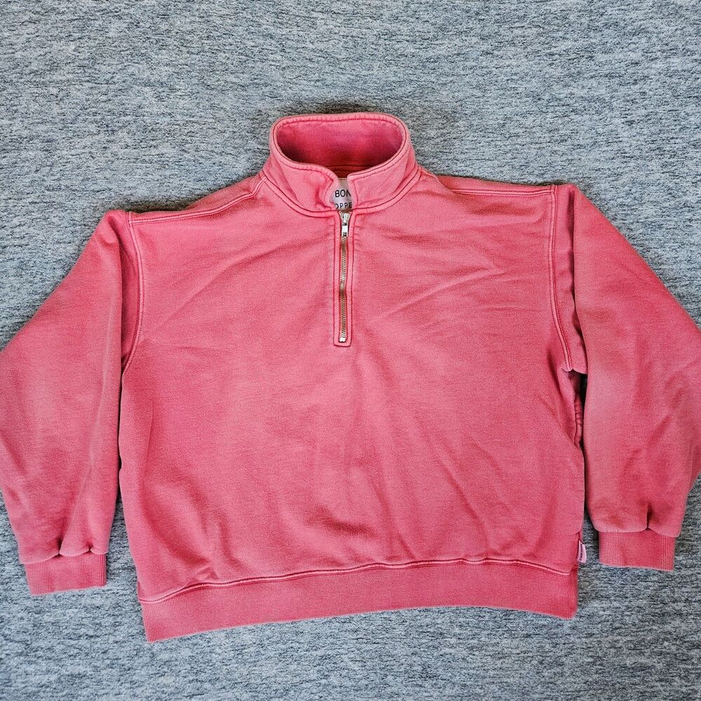 LE BON SHOPPE Women's XS Pink 100% cotton Noah 1/4 Zip Boxy Cropped Sweatshirt